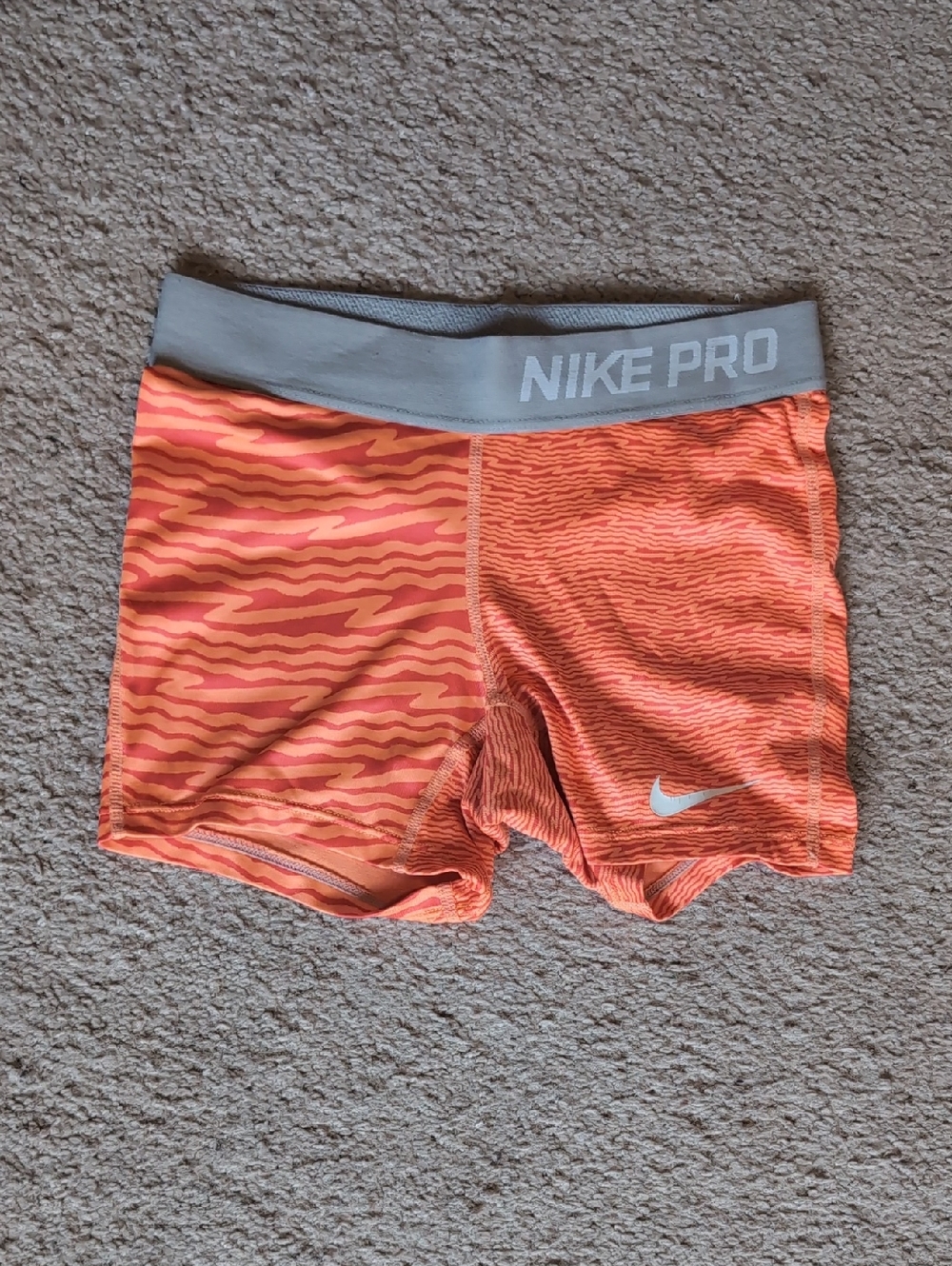 ⭐2/$20 Nike Orange Patterned Pro Shorts with Gray Waistband